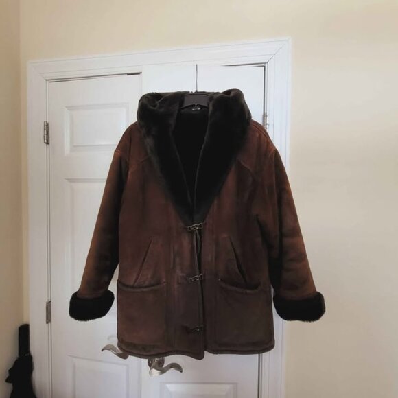 Gallery Jackets & Blazers - Vintage Victoria's Secret Brown Suede and faux fur coat